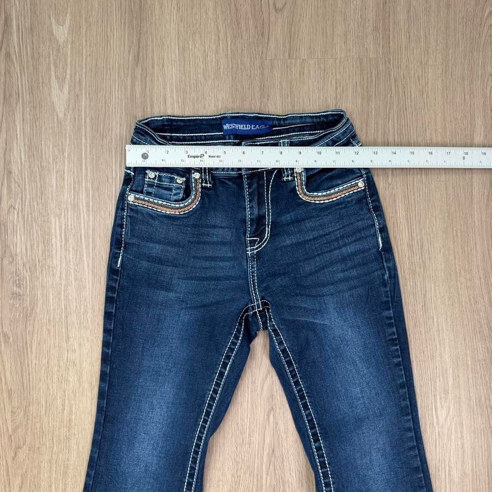 Westfield Eagle blue denim jeans with cross design on back pockets. Size: 1 - Picture 4 of 8